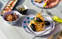 Berger Dots Melamin Geschirr-Set 16-tlg. Blau -Camping Discounter 260273 1859640