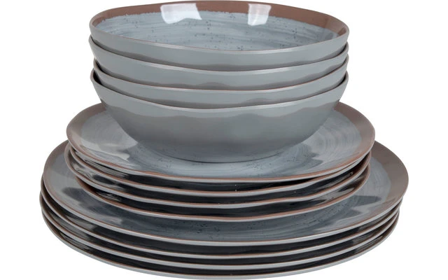 Bo-Camp Melamin Geschirr Set 12-tlg. Blau / Braun 1 Bo-Camp Melamin Geschirr Set 12-tlg. Blau / Braun