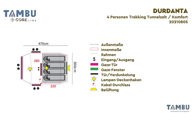 Tambu Durdanta Komfort 4 Personen Trekking Tunnelzelt Braun 1 Tambu Durdanta Komfort 4 Personen Trekking Tunnelzelt Braun