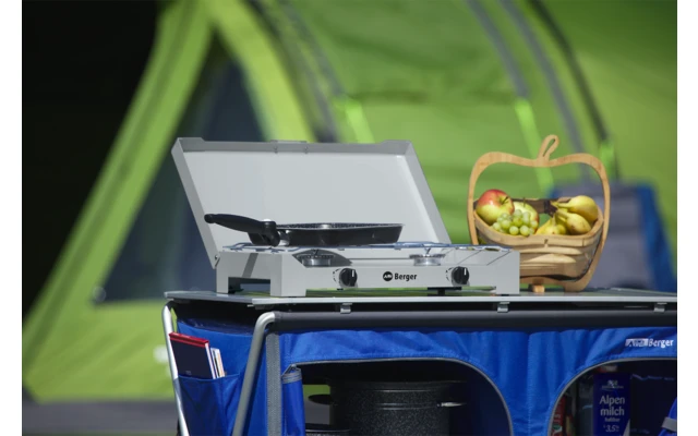 Berger 2-flammiger Gaskocher Silber, Grau 4,6 Kw Ohne Zündsicherung 2 Berger 2-flammiger Gaskocher Silber, Grau 4,6 Kw Ohne Zündsicherung – Bild 2